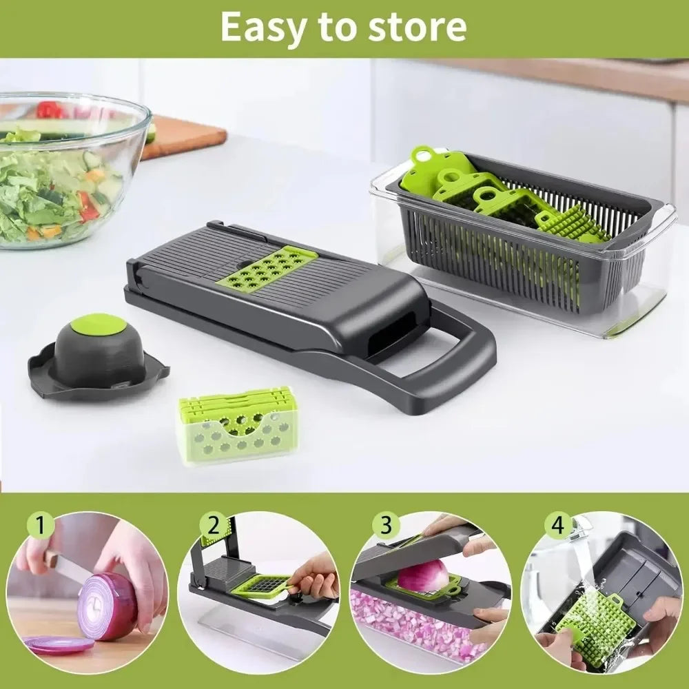 Multifunctional Vegetable Chopper – 14-in-1 Slicer Dicer