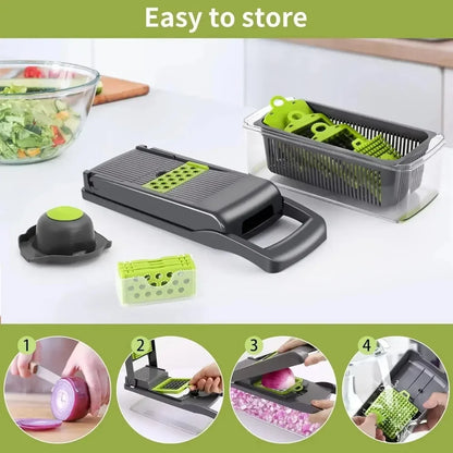 Multifunctional Vegetable Chopper – 14-in-1 Slicer Dicer