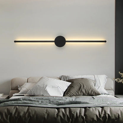 Modern LED Wall Lamp – Long Black I-Shape Bedroom Light