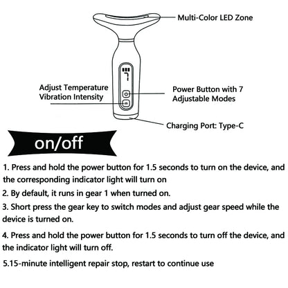 Portable 7-Color LED Light Therapy Massager – Face & Neck Lifting