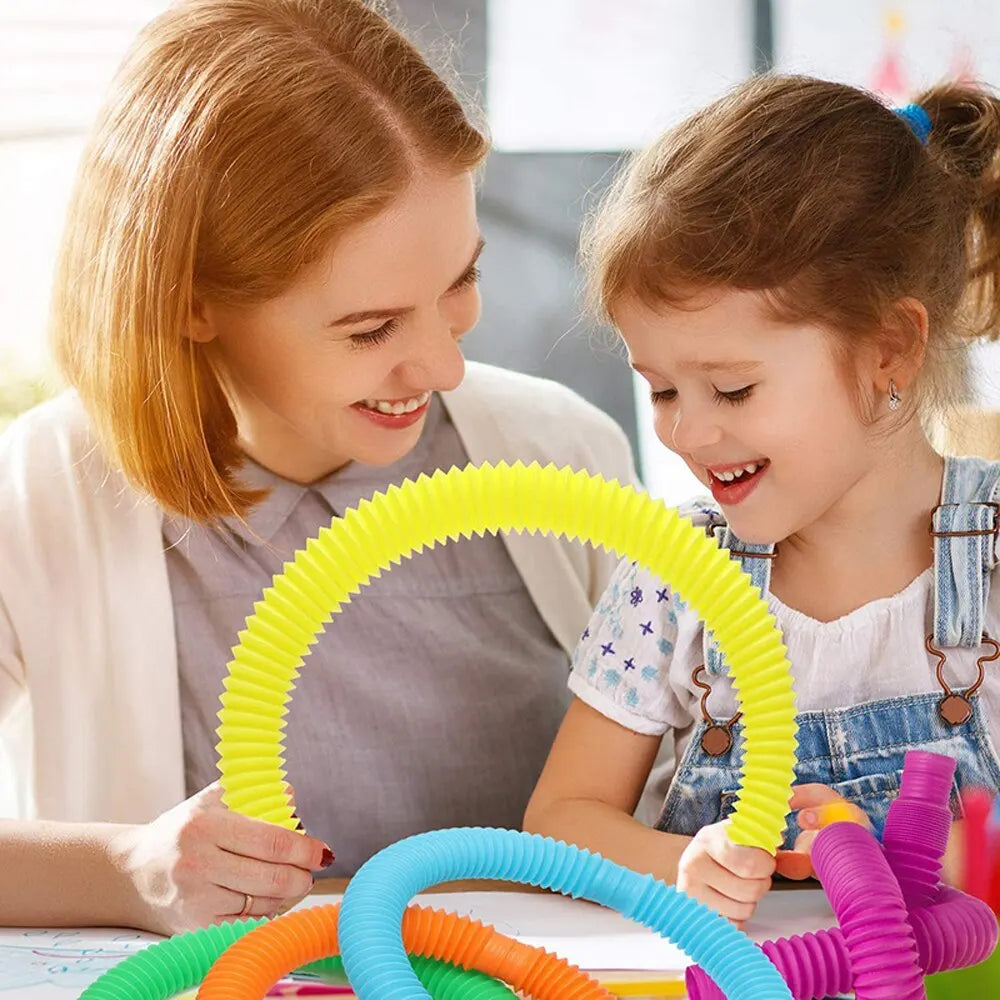 Pop Tubes Sensory Fidget Toy – 8-Pack Stretchable Tubes
