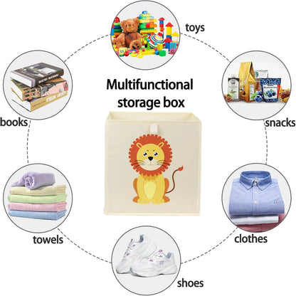 Kids Foldable Storage Cube Bins – Cartoon Toy Organizer
