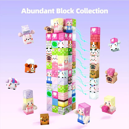 Magnetic Building Blocks Set – Pink Heart & Floral Cubes for Kids