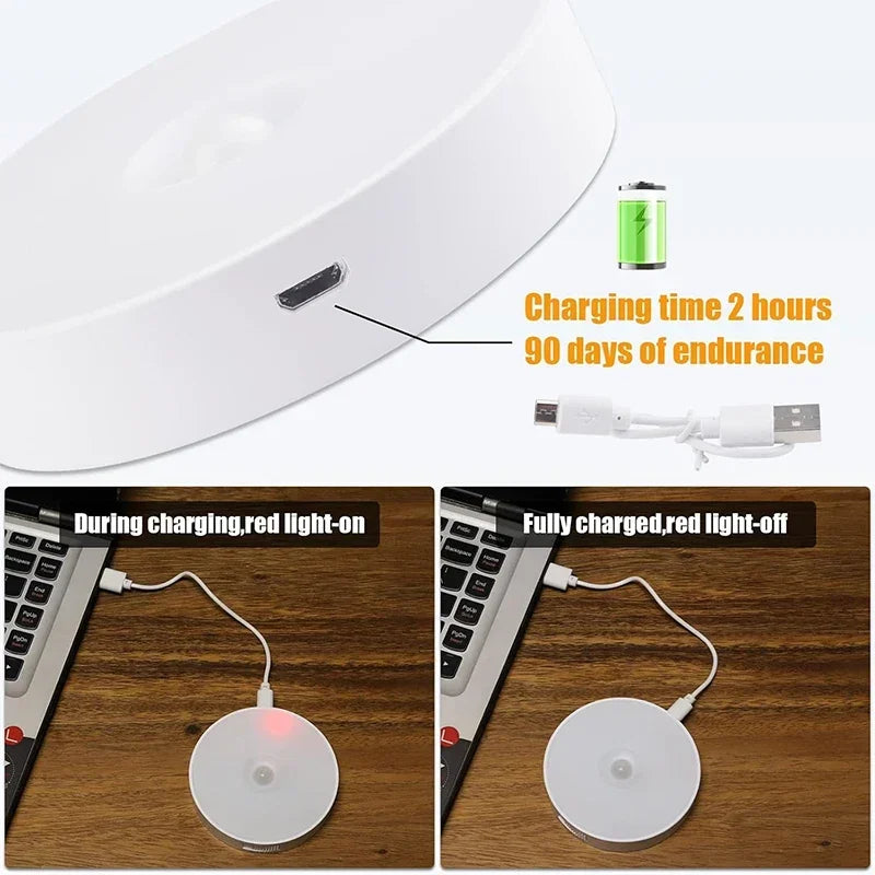 Motion Sensor LED Night Light – USB Rechargeable 3-Color Pack
