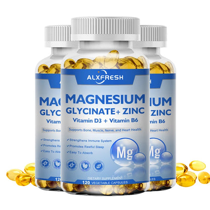 Magnesium Glycinate 500mg Capsules – With Zinc, Vitamin D3 & B6