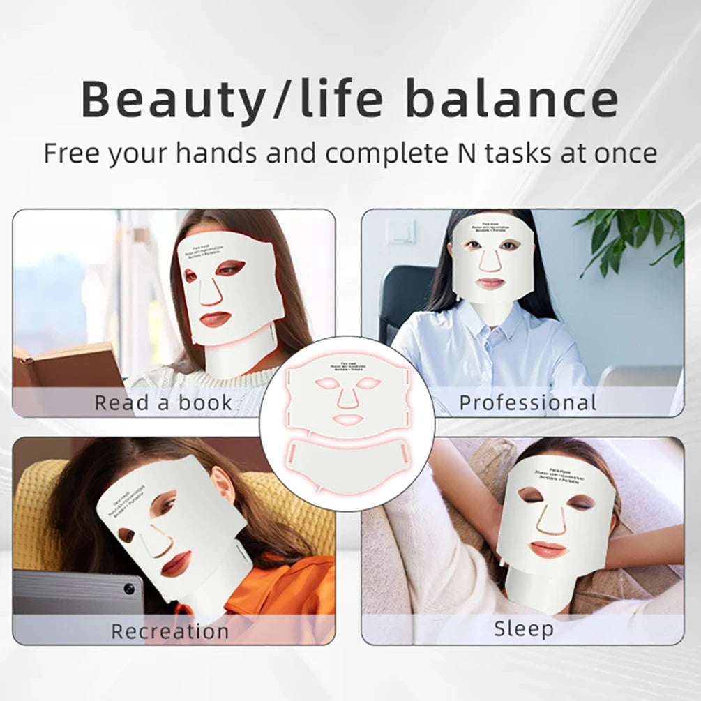 7-Color LED Light Therapy Face & Neck Mask – Anti-Acne Photon