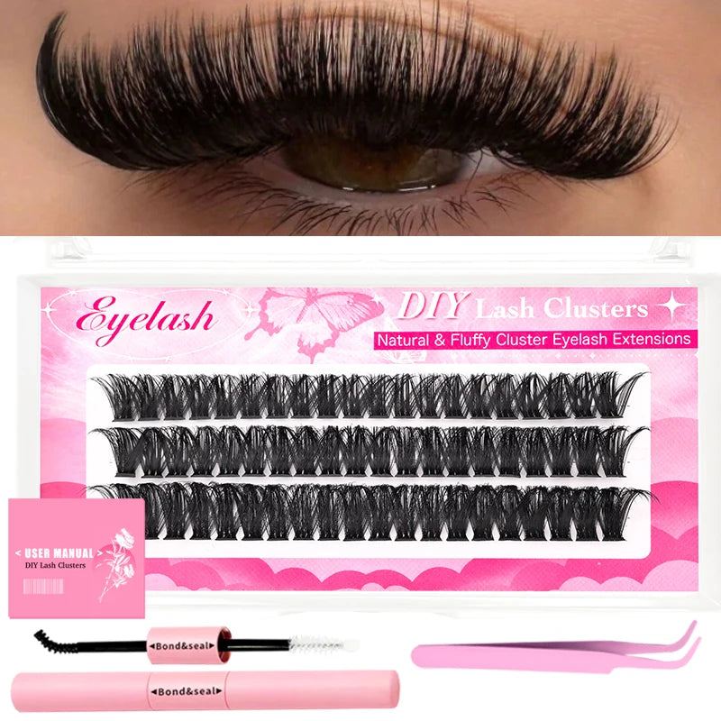 DIY Eyelash Extension Kit – Multi-Length Lashes with Tweezers & Glue