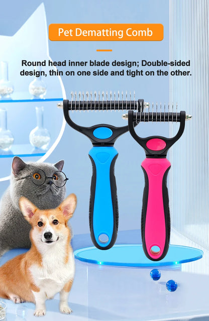 Pet Dematting Comb – Stainless Steel Detangling Brush for Dogs & Cats