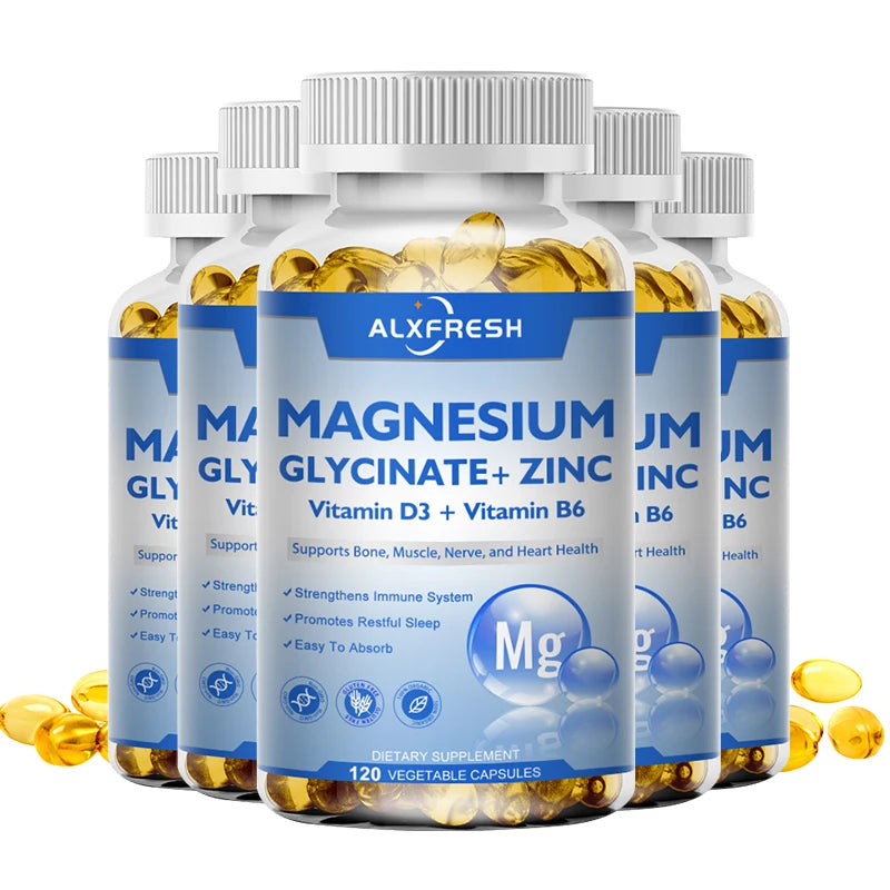 Magnesium Glycinate 500mg Capsules – With Zinc, Vitamin D3 & B6