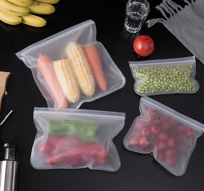 Silicone Food Storage Bags – Reusable Ziplock Leak-Proof Freezer Set