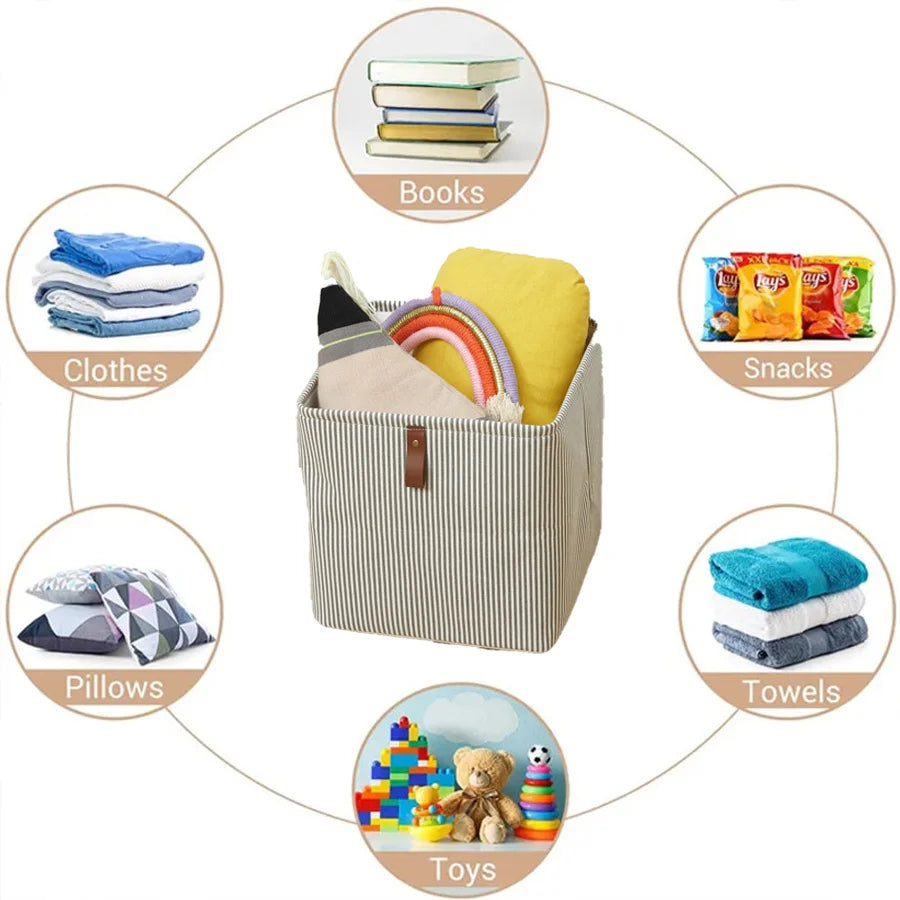 Fabric Storage Cube Box with Handle – Closet Toy Organizer