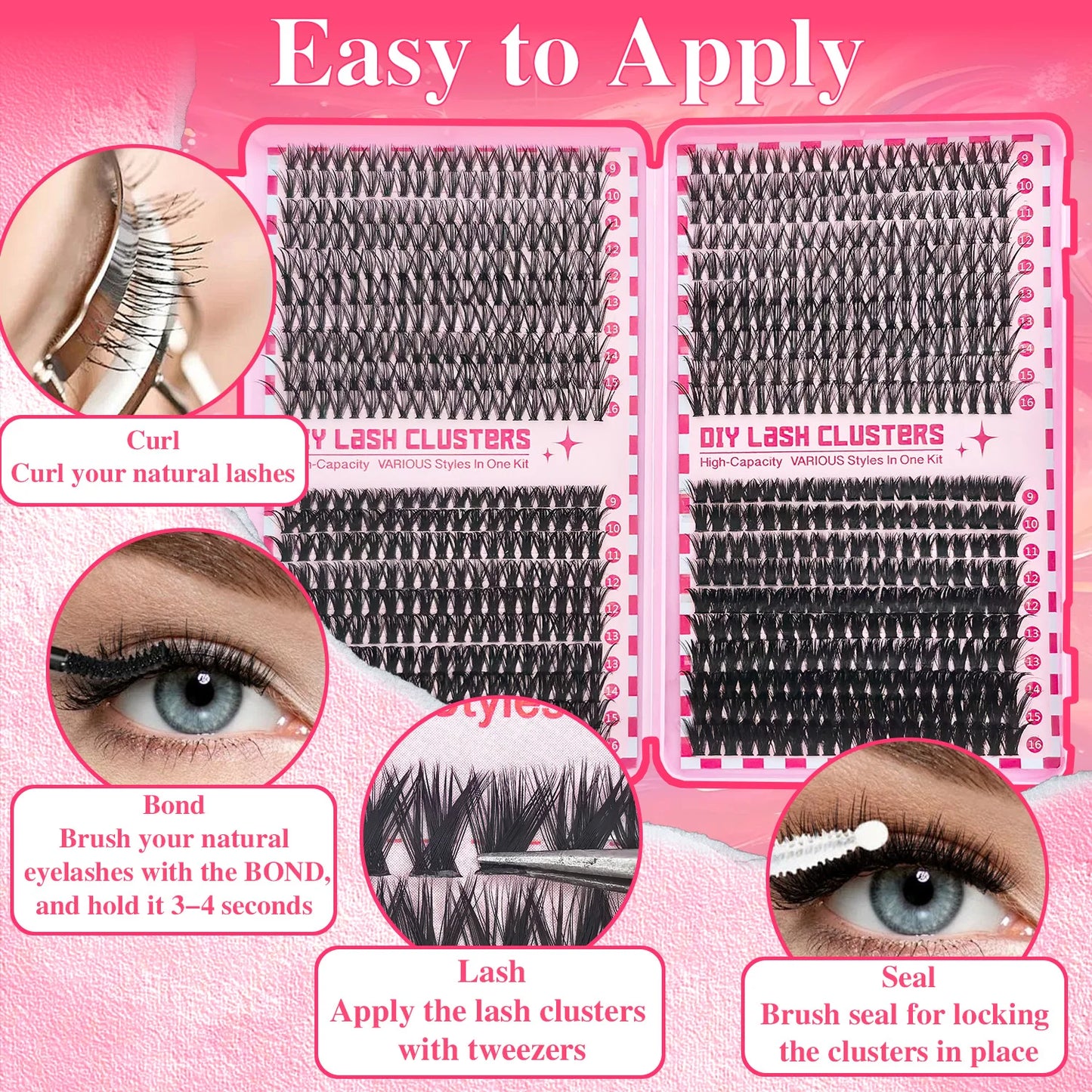 DIY Eyelash Extension Kit – Multi-Length Lashes with Tweezers & Glue