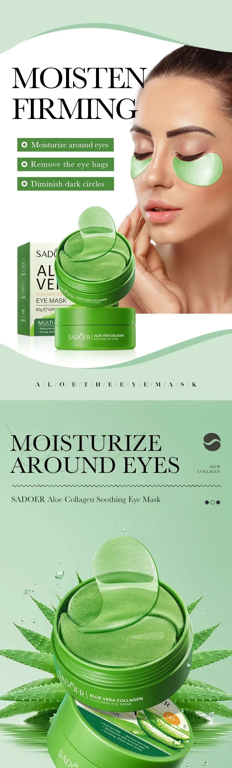 Aloe Vera Collagen Eye Mask – 60pcs Anti-Dark Circle Patches