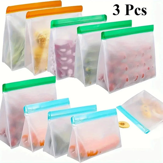 Reusable Silicone Food Storage Bags – Leak-Proof Freezer Set of 3