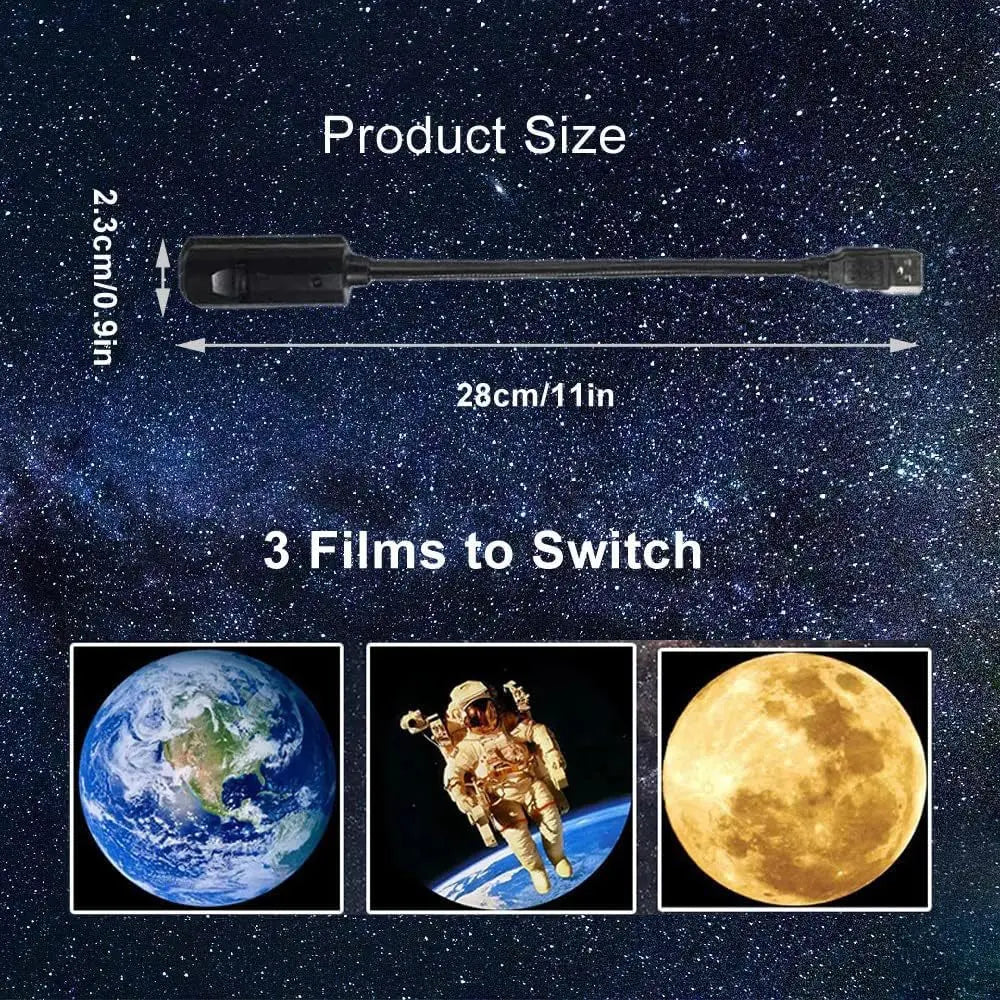 USB Galaxy Projector – Moon & Star Night Light