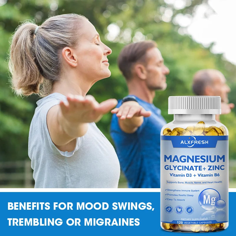 Magnesium Glycinate 500mg Capsules – With Zinc, Vitamin D3 & B6