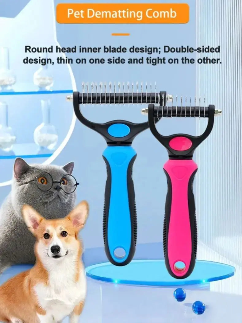 Pet Dematting Comb – Stainless Steel Detangling Brush for Dogs & Cats