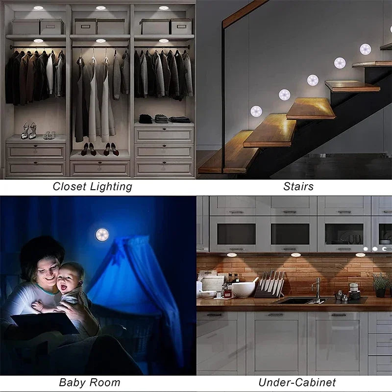 Motion Sensor LED Night Light – USB Rechargeable 3-Color Pack