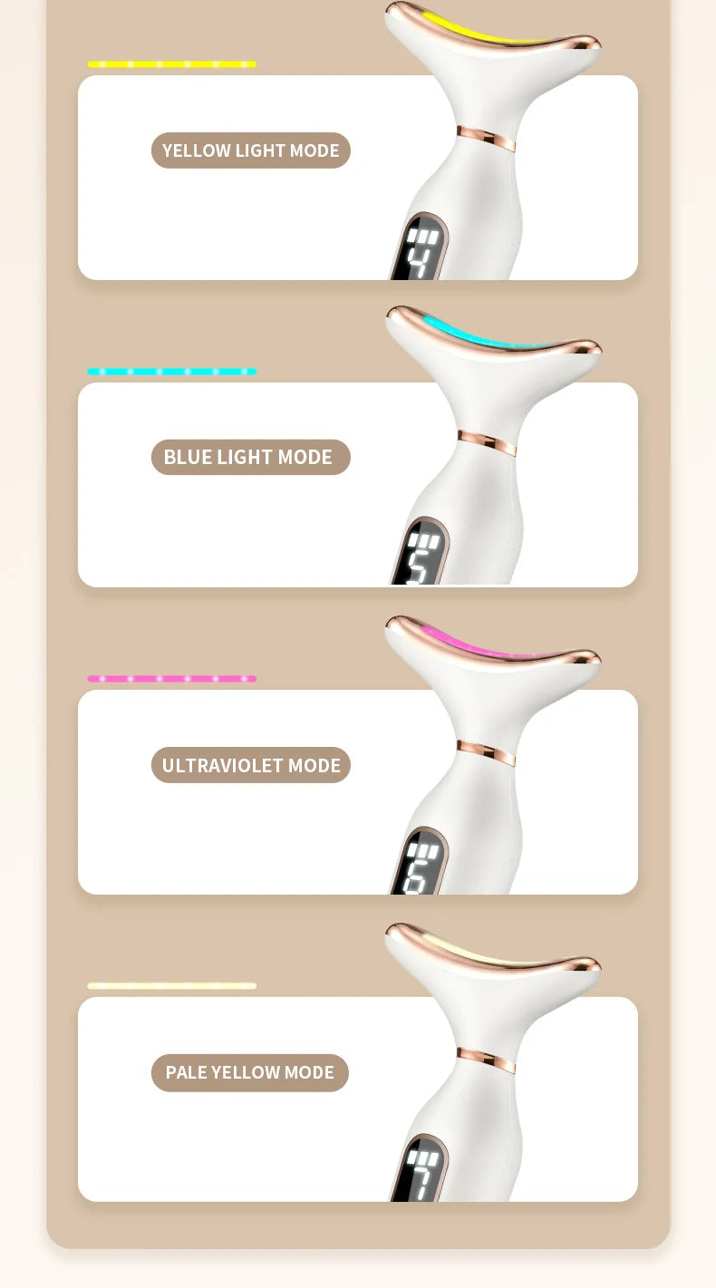 Portable 7-Color LED Light Therapy Massager – Face & Neck Lifting