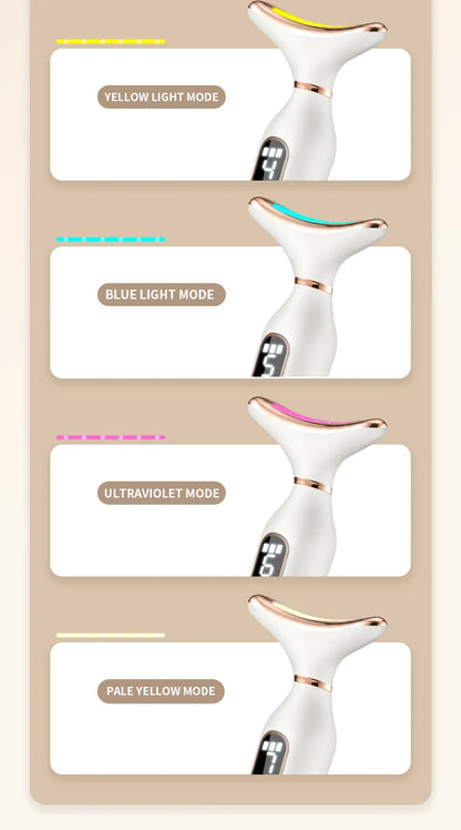 Portable 7-Color LED Light Therapy Massager – Face & Neck Lifting