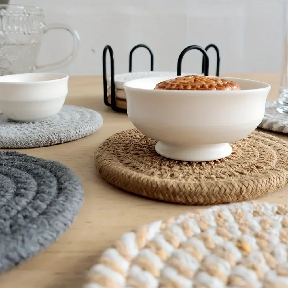 Cotton Absorbent Drink Coasters – Minimalist Set of 4 or 8
