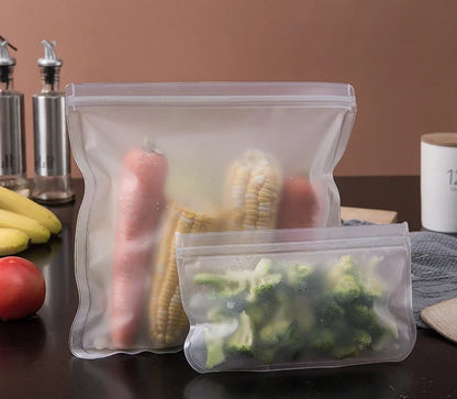 Silicone Food Storage Bags – Reusable Ziplock Leak-Proof Freezer Set