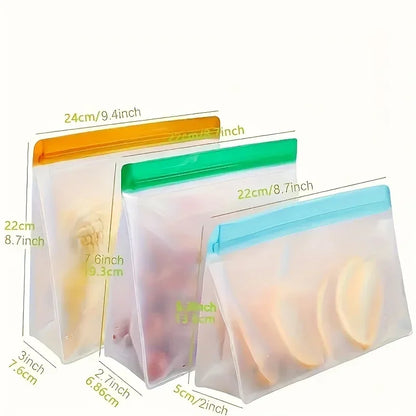 Reusable Silicone Food Storage Bags – Leak-Proof Freezer Set of 3