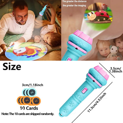 Kids Projector Flashlight – 10 Cards 80 Patterns Bedtime Toy