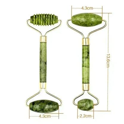 Natural Jade Face Roller & Gua Sha Set – Stone Massage Tool
