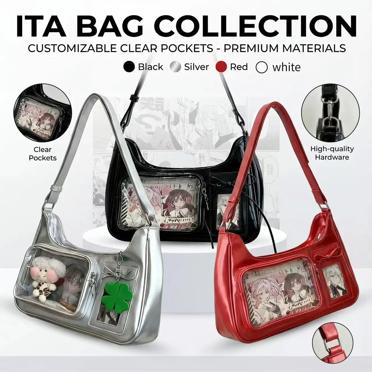 Y2K Transparent Ita Bag – Korean Harajuku Crossbody Purse