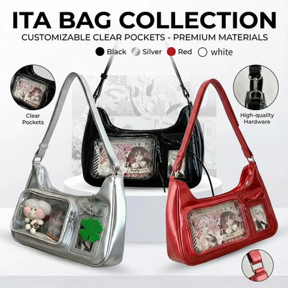 Y2K Transparent Ita Bag – Korean Harajuku Crossbody Purse