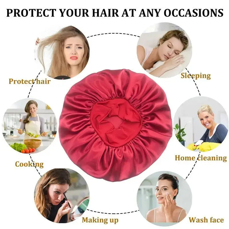 Satin Sleep Bonnet – Silky Hair Wrap Cap with Elastic Band