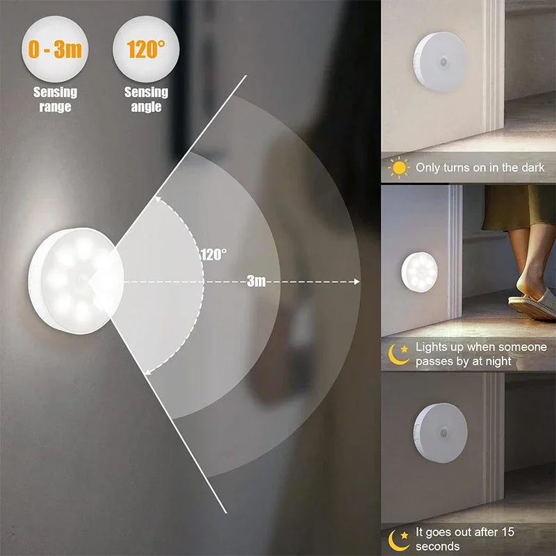 Motion Sensor LED Night Light – USB Rechargeable 3-Color Pack