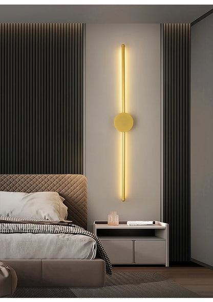 Modern LED Wall Lamp – Long Black I-Shape Bedroom Light