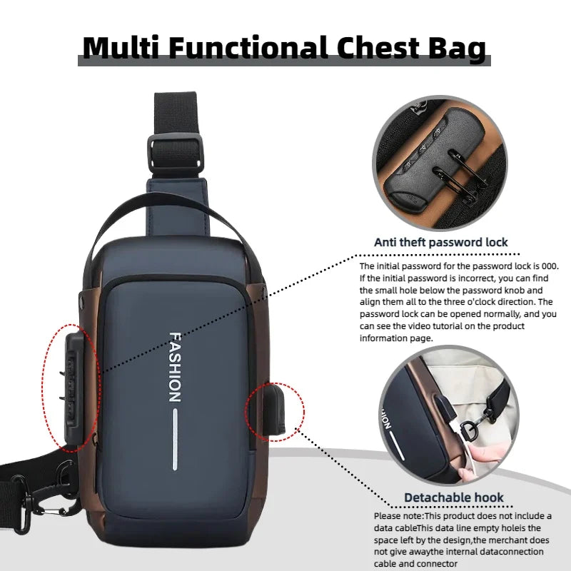 Men's Oxford Sling Bag – Crossbody Chest Pack with Phone Pocket