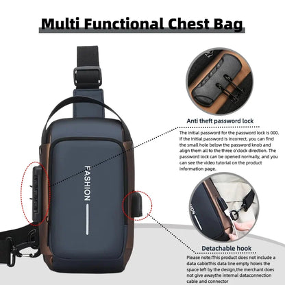 Men's Oxford Sling Bag – Crossbody Chest Pack with Phone Pocket