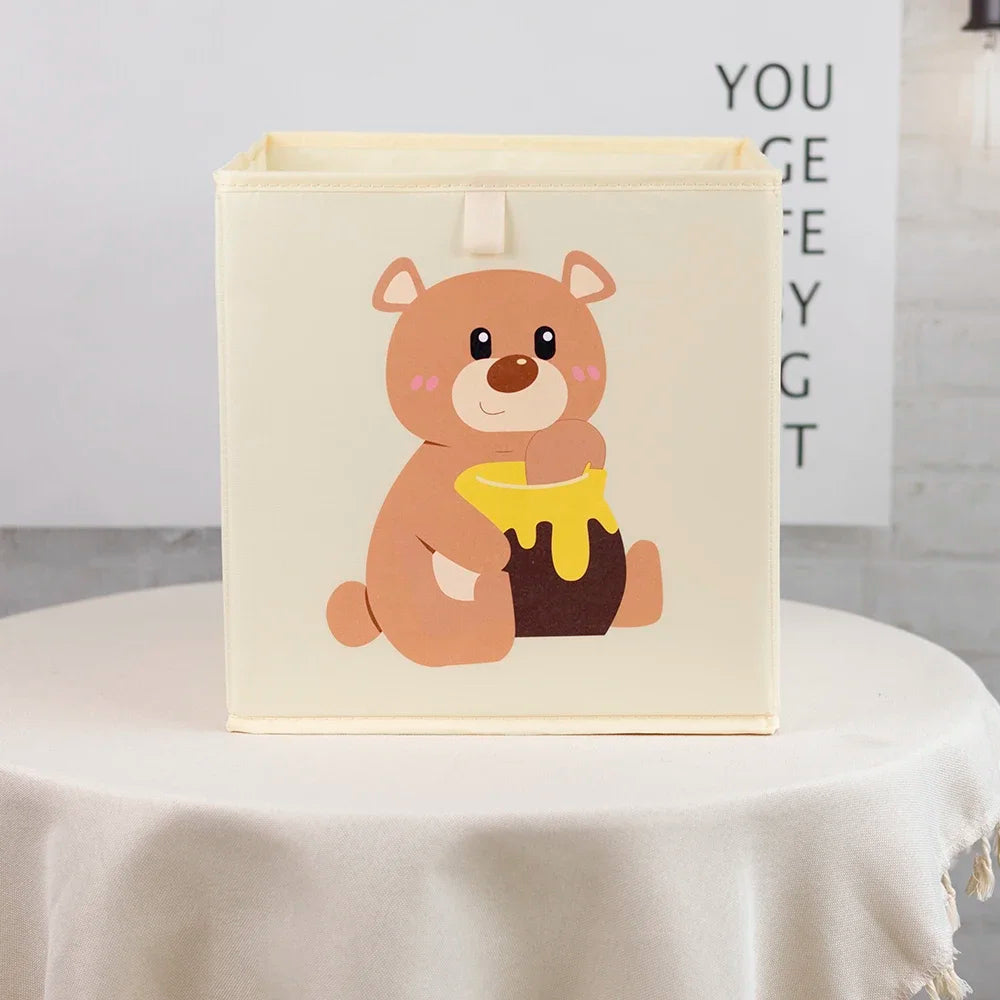 Kids Foldable Storage Cube Bins – Cartoon Toy Organizer