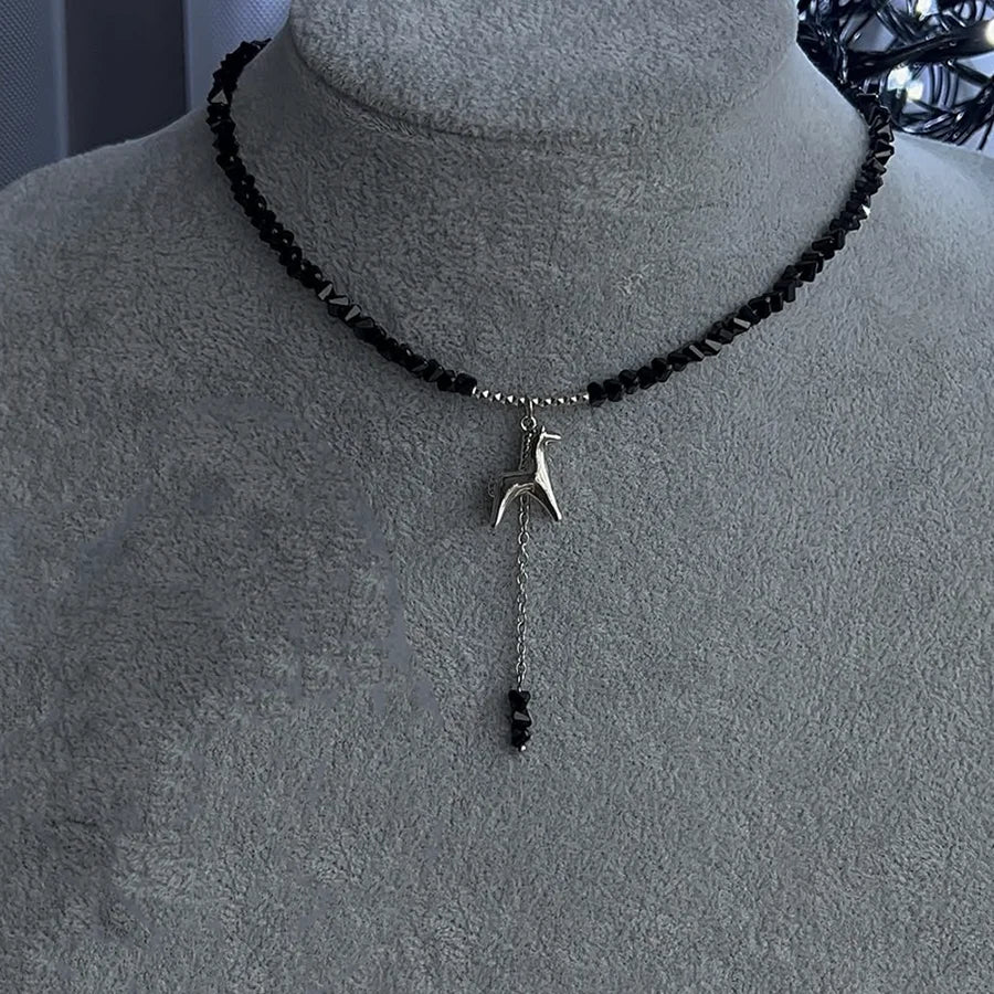 Multilayer Tassel Chain Necklace – Blue Stone Vintage Choker