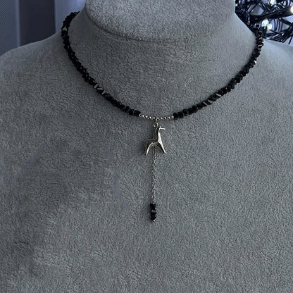 Multilayer Tassel Chain Necklace – Blue Stone Vintage Choker