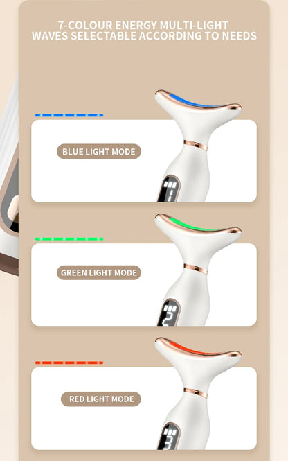 Portable 7-Color LED Light Therapy Massager – Face & Neck Lifting