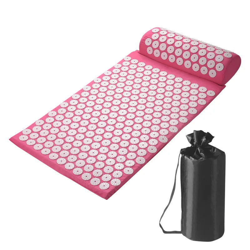 Acupressure Pillow & Mat Set – Neck Back Foot Massage with Bag
