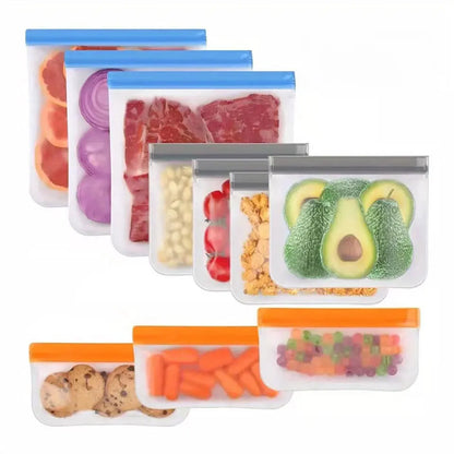 Silicone Food Storage Bags – Reusable Ziplock Leak-Proof Freezer Set