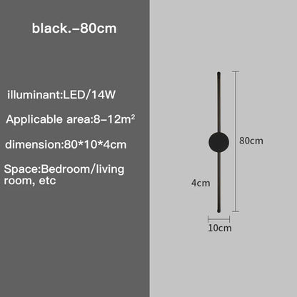 Modern LED Wall Lamp – Long Black I-Shape Bedroom Light