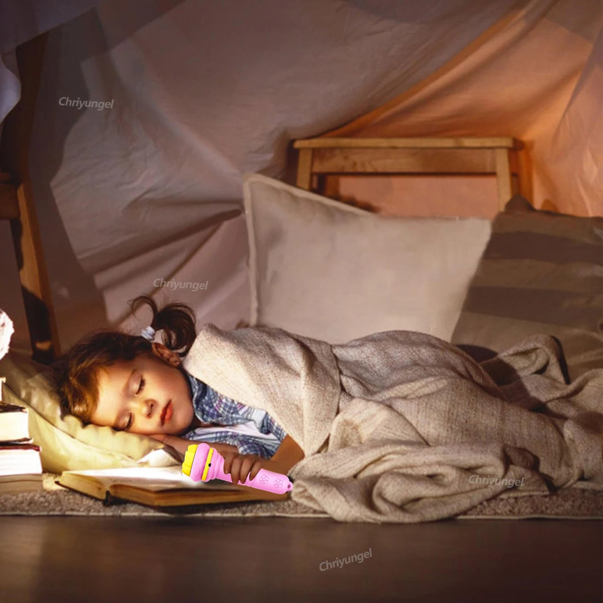 Kids Projector Flashlight – 10 Cards 80 Patterns Bedtime Toy