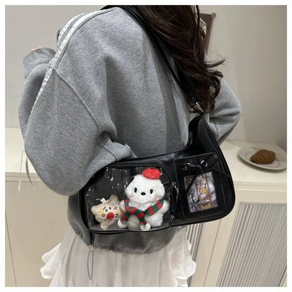 Y2K Transparent Ita Bag – Korean Harajuku Crossbody Purse