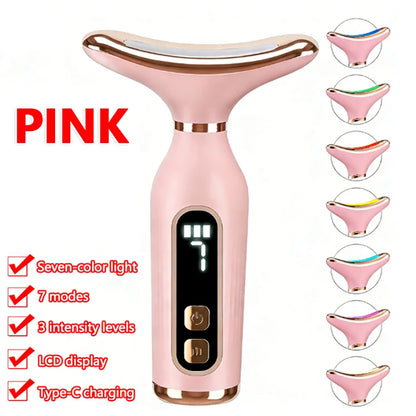 Portable 7-Color LED Light Therapy Massager – Face & Neck Lifting
