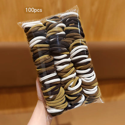 Korean Seamless Hair Ties – 100pcs Elastic Hair Bands