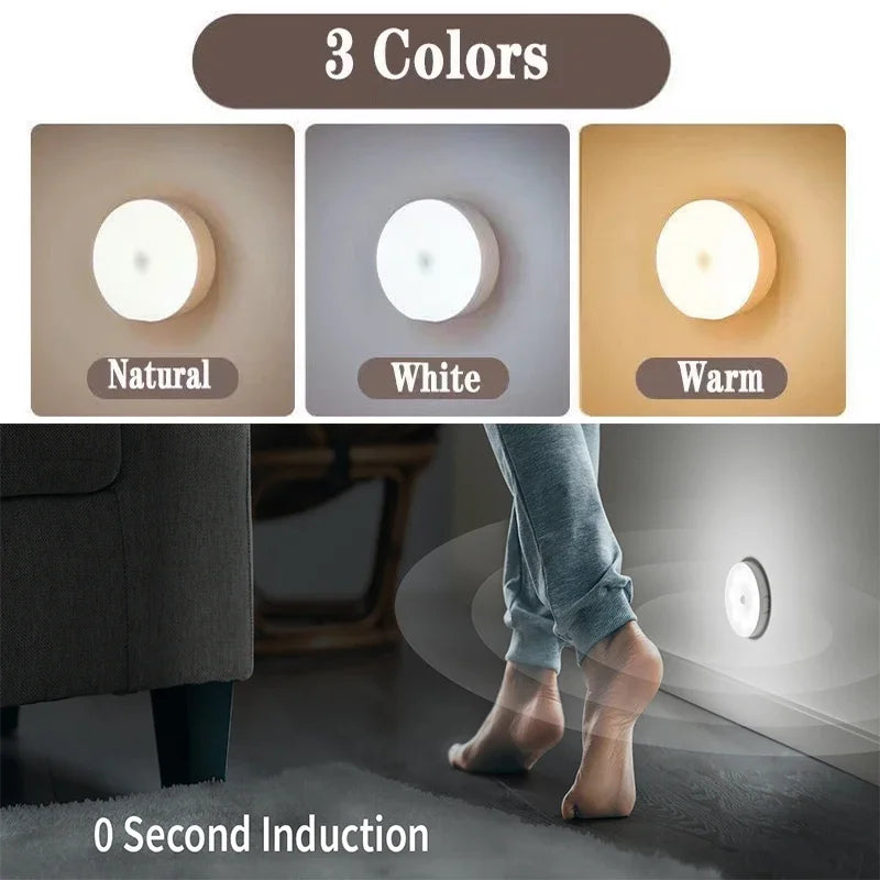 Motion Sensor LED Night Light – USB Rechargeable 3-Color Pack