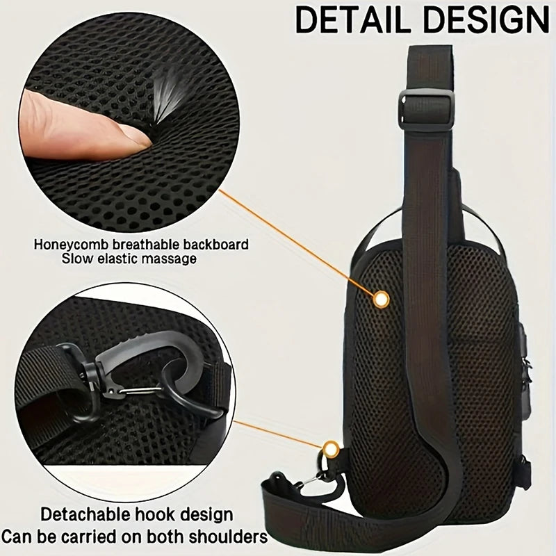 Men's Oxford Sling Bag – Crossbody Chest Pack with Phone Pocket