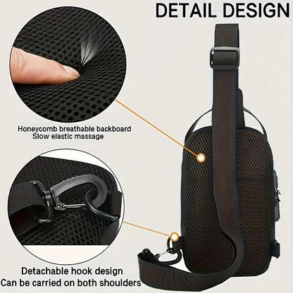 Men's Oxford Sling Bag – Crossbody Chest Pack with Phone Pocket